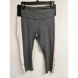 Marika Sport Women's Mid-rise Mid Waist Activewear Capri Black Pink Striped Smal